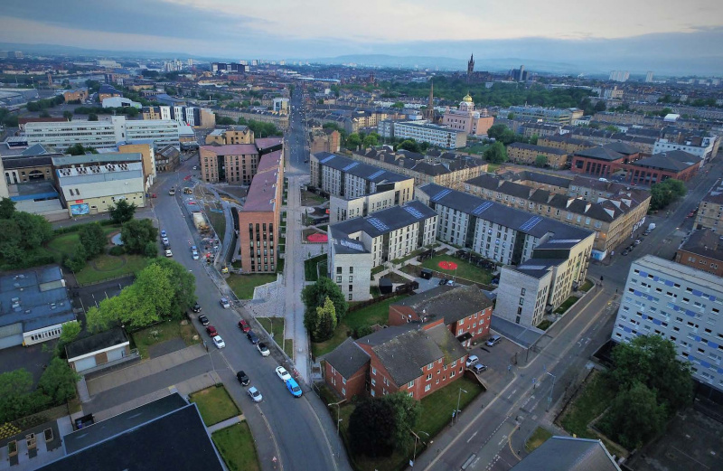Aerial View of Anderston Regeneration Project. (Photo: Andrew Lee, courtesy of Collective Architecture.)