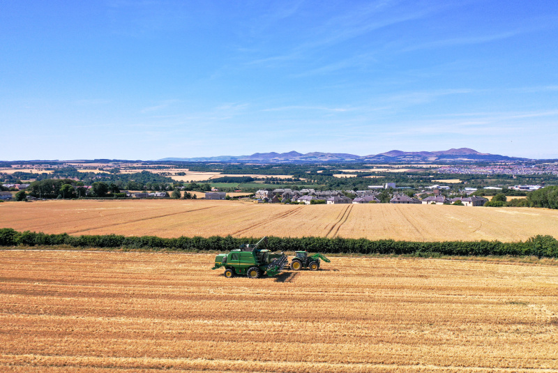 Combine harvester during summer 2022 in Midlothian. Photographer Barrie Williams. Copyright Scottish Government, courtesy Rural Matters.
