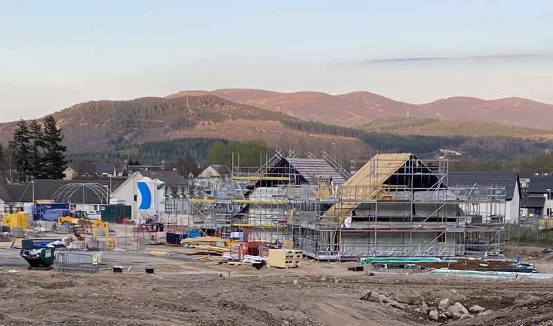 Construction site of new homes being built in Aviemore.
