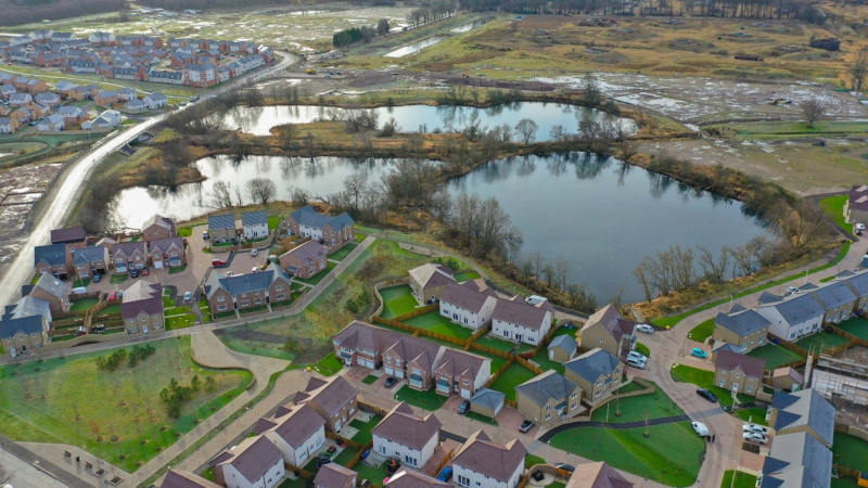 Aerial view of Dargavel housing development