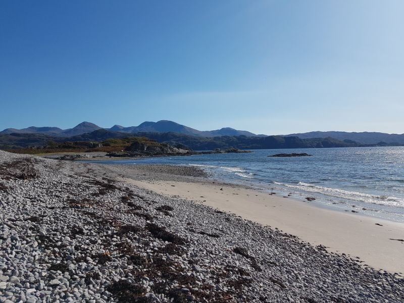 View from the beach near Arasaig on a cloudless day