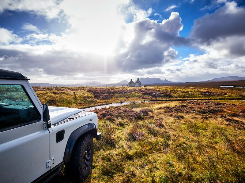 House Ruin in remote landscape of Scotland along the north coast 500.