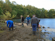 Volunteers from the Doune Community Woodland Group at work on Doune Ponds.