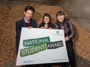 Scottish Land Commission Chief Executive Hamish Trench, National Student Award winner Heloise Le Moal, and Head of the Scottish School of Forestry and Programme Leader, BSc (Hons) Forest Management, Amanda Bryan