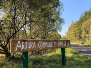 Ardura Community Forest welcome sign on Mull. Credit: Mull and Iona Community Trust.